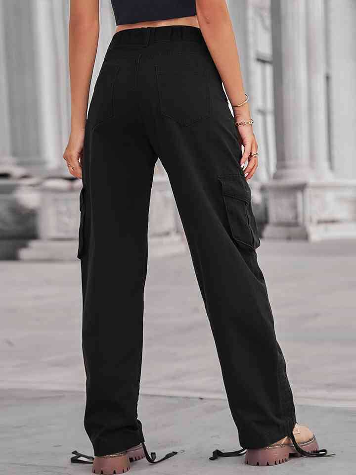 Buttery Soft Straight Leg Cargo Pants in Black | Bmaes Boutique